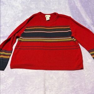 Faded Glory Men's Red Striped Crewneck Sweater